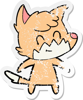 Bir insan tarafından çizilmiş karikatür dostu tilkinin sıkıntılı çıkartması.