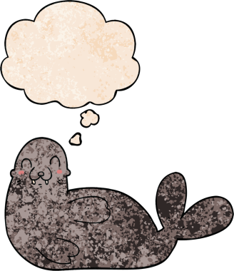 Bir insan tarafından çizilmiş grunge desen biçiminde düşünce baloncuğu olan çizgi film mührü