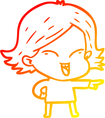 Bir insan tarafından çizilmiş mutlu bir çizgi film kızı çizimi