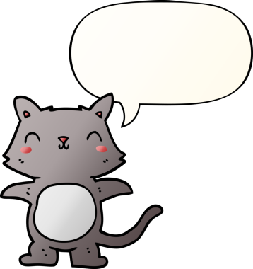 bir insan tarafından çizilmiş yumuşak eğimli konuşma baloncuklu çizgi film kedisi