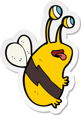 Bir insan tarafından çizilmiş komik bir arının çıkartması