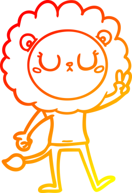 Karikatür aslanının insan tarafından çizilmiş sıcak çizgi çizimi.