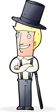 Bir insan tarafından çizilmiş silindir şapkalı bir adam.