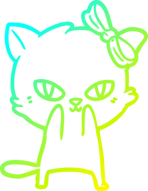 Bir insan tarafından çizilmiş bir çizgi film kedisinin soğuk gradyan çizgisi.