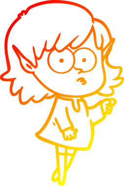 Bir insan tarafından çizilmiş, çizgi film karakteri bir elf kızı çizimi.