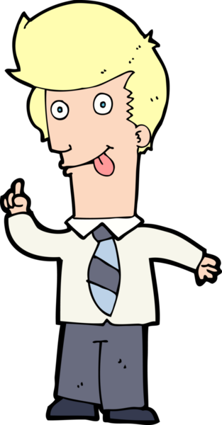 Bir insan tarafından çizilmiş çılgın bir fikri olan bir ofis adamı.