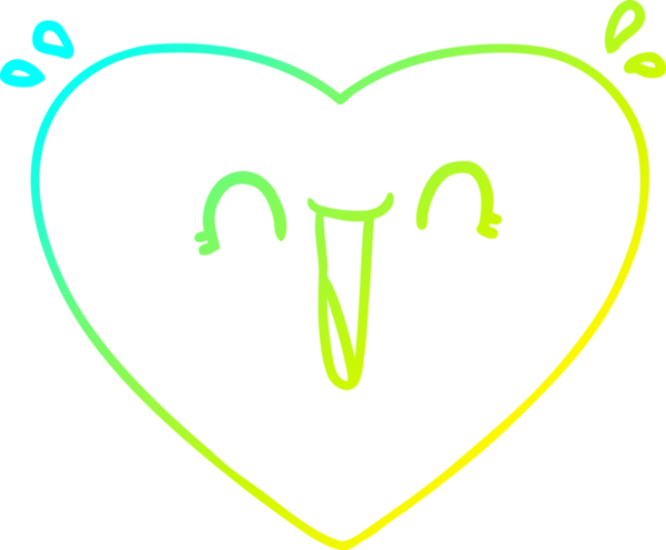 Bir insan tarafından çizilmiş mutlu bir kalbin soğuk gradyan çizgisi.