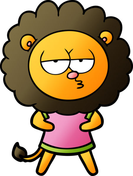 Bir insan tarafından çizilmiş canı sıkkın bir aslan.