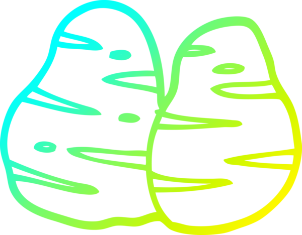 Bir insanın çizdiği patates çizgi filminin soğuk gradyan çizimi.