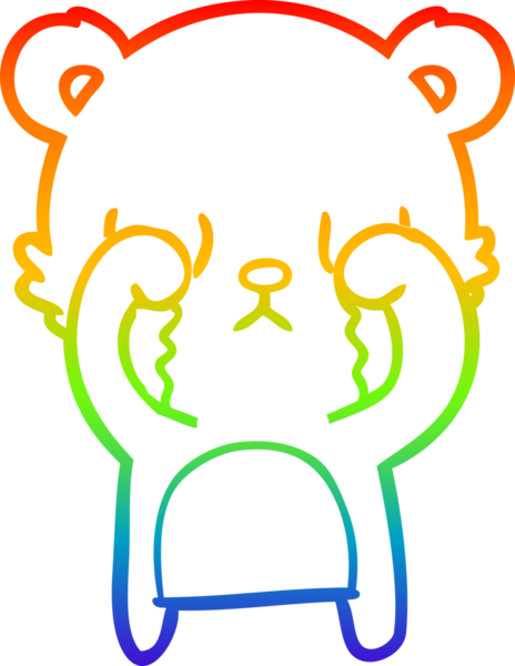 Bir insan tarafından çizilmiş ağlayan çizgi film ayısının çizimi.