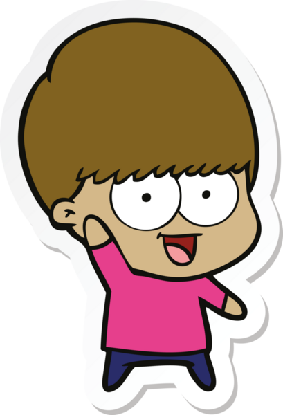 Bir insan tarafından çizilmiş mutlu bir çizgi film çocuğunun çıkartması.