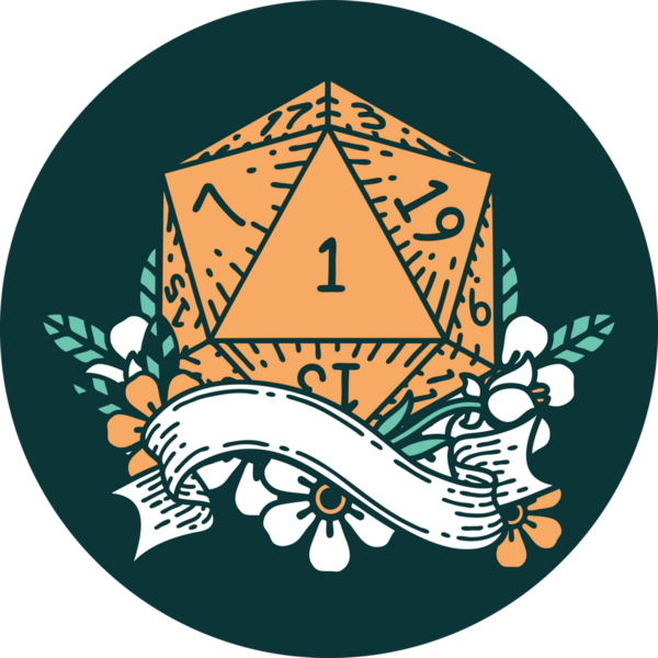 Bir insan tarafından çizilen bir d20 zar atma ikonu