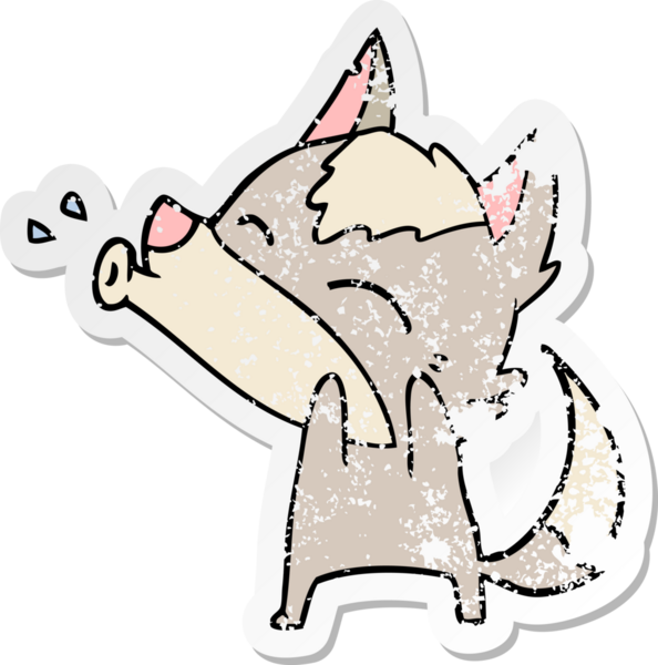 Bir insan tarafından çizilmiş uluyan kurt çizgi filminin sıkıntılı çıkartması.