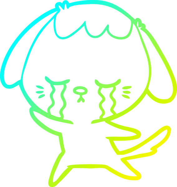 Bir insan tarafından çizilmiş ağlayan bir köpeğin soğuk gradyan çizimi