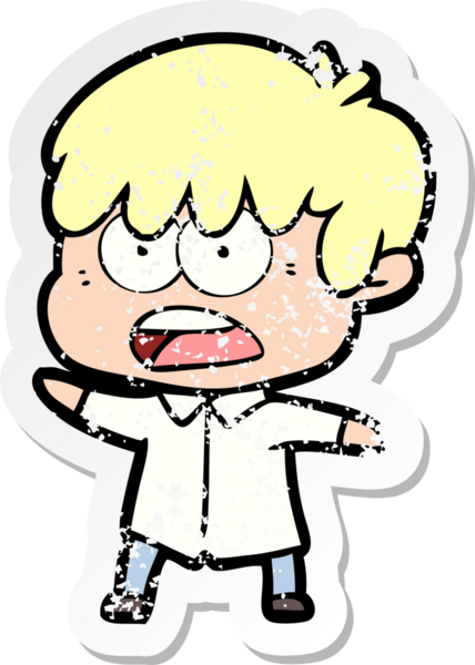 Bir insan tarafından çizilmiş endişeli bir çizgi film çocuğunun sıkıntılı çıkartması.