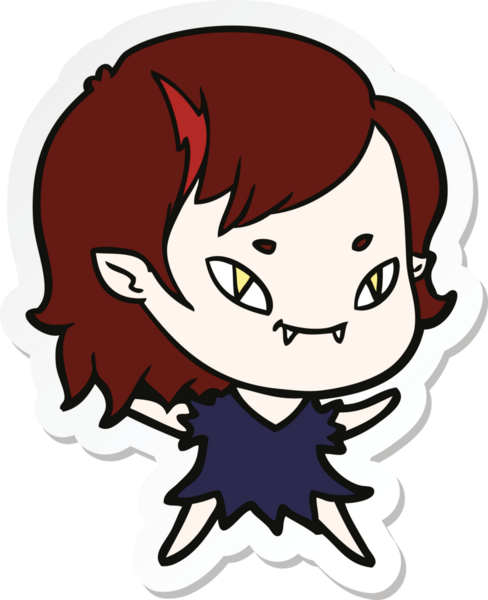 Bir insan tarafından çizilmiş, karikatür dostu vampir bir kızın çıkartması.