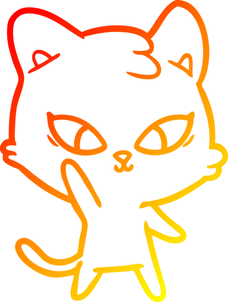 Bir insan tarafından çizilmiş sevimli bir çizgi film kedisinin sıcak çizgi çizgisi.