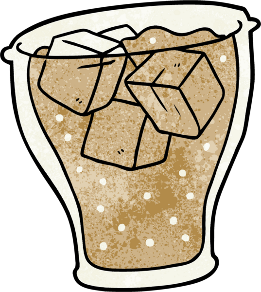 Bir insan tarafından çizilmiş buzlu bir kola bardağı.