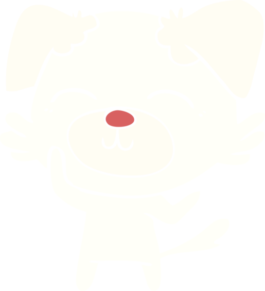 Bir insan tarafından çizilmiş düz renkli çizgi film köpeği.