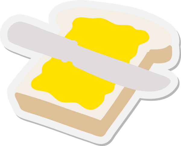 Bir insan tarafından çizilmiş tereyağlı tost etiketi.