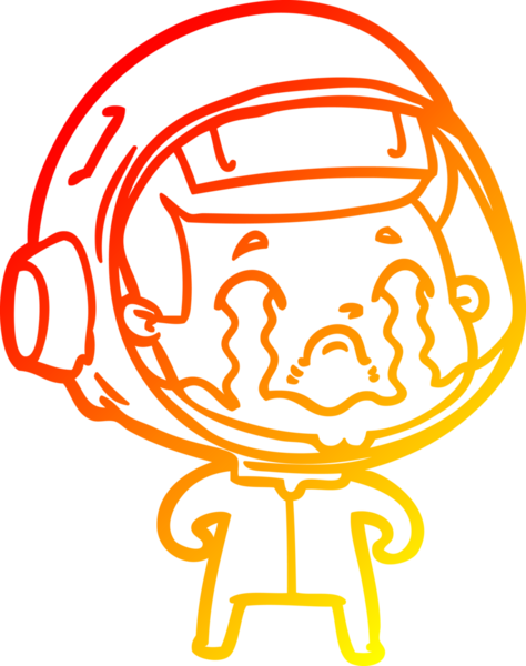 Bir insan tarafından çizilmiş, ağlayan bir astronotun sıcak çizgi çizimi