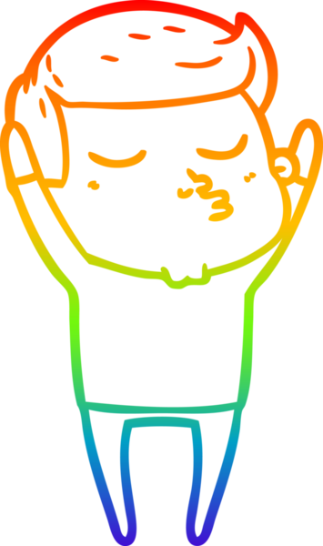 Gökkuşağı gradyan çizgi çizimi Bir insan tarafından çizilen çizgi film modeli adam