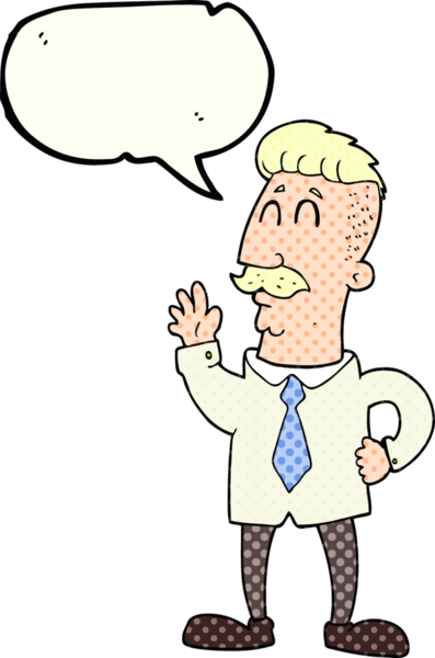 Bir insan tarafından çizilen el yazısıyla çizilmiş çizgi roman konuşma balonu ofis adamı.