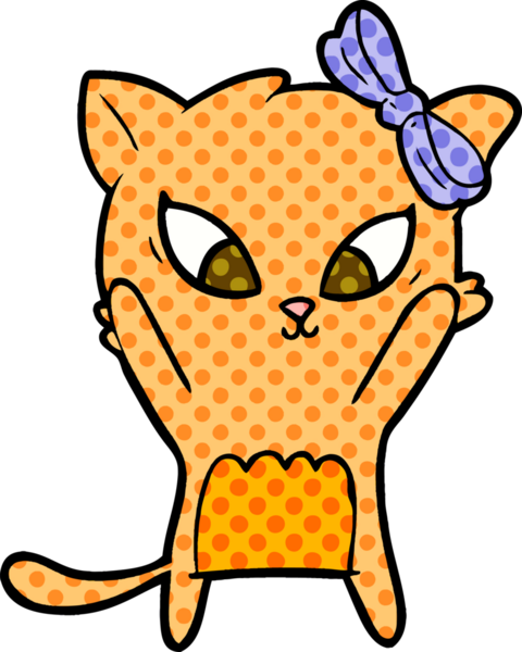 Bir insan tarafından çizilmiş çizgi film kedisi.