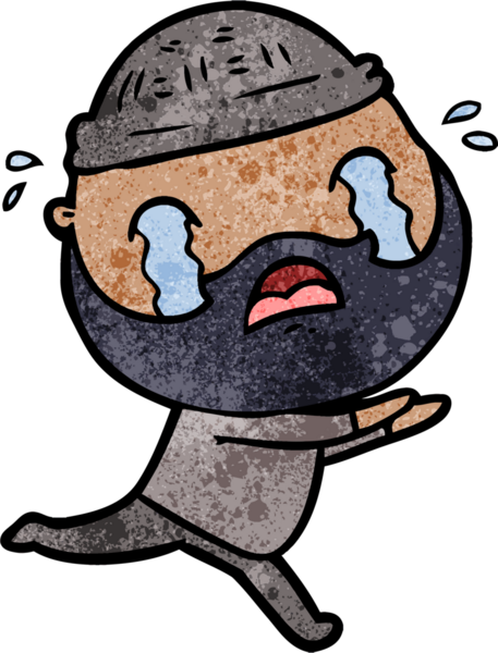 Çizgi film sakallı adam bir insan tarafından çizilmiş ağlıyor.