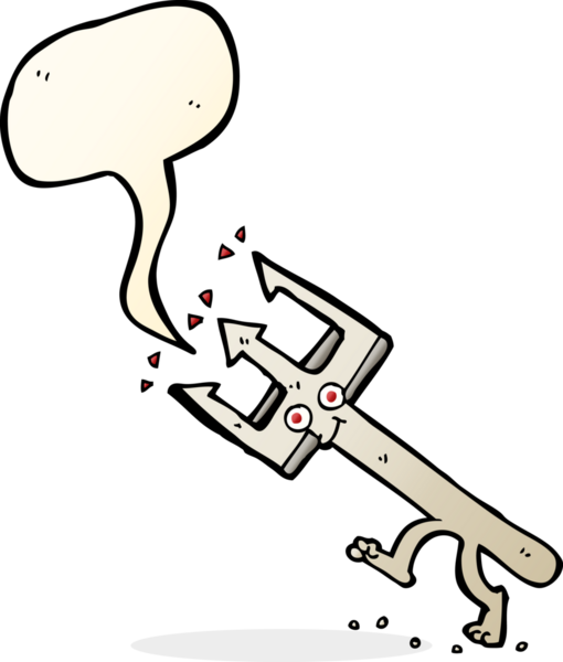 Bir insan tarafından çizilmiş konuşma balonlu şeytan çatalı.