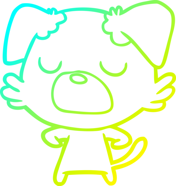 Bir insan tarafından çizilen çizgi film köpeğinin soğuk gradyan çizgisi.