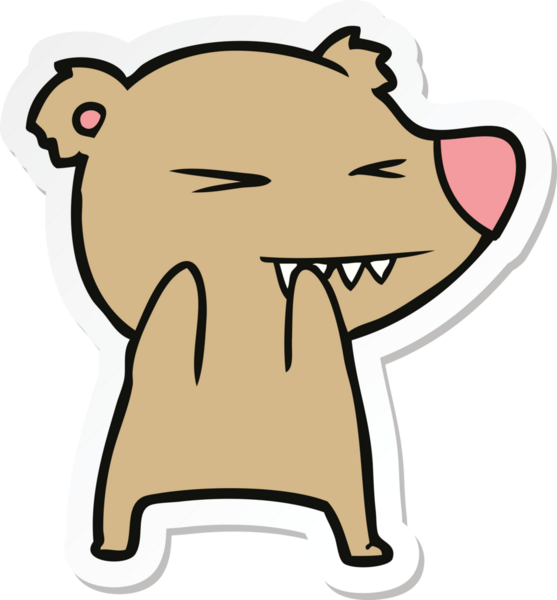 Bir insan tarafından çizilmiş kızgın bir ayı çizgi filminin çıkartması.