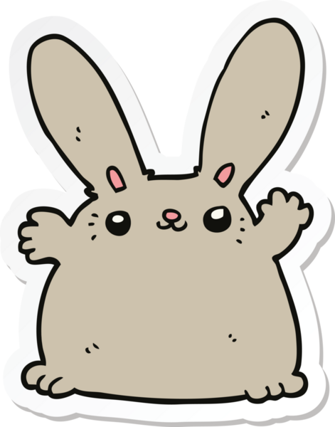 Bir insan tarafından çizilmiş çizgi film tavşanının çıkartması.