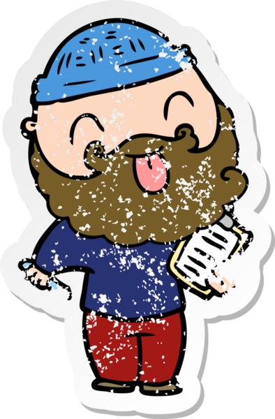 Bir insan tarafından çizilmiş sakallı bir adamın sıkıntılı çıkartması.