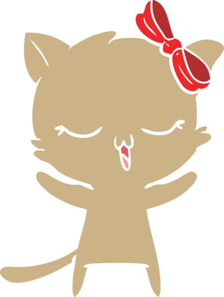 Bir insan tarafından çizilmiş düz renkli çizgi film kedisi.