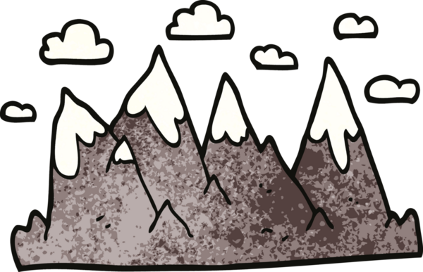 bir insan tarafından çizilmiş çizgi film karalama dağ aralığı