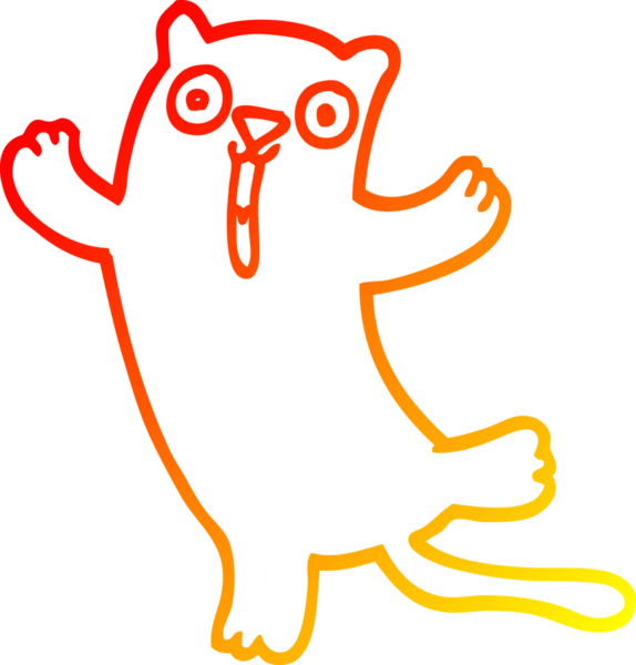 Bir insan tarafından çizilen mutlu çizgi bir kedinin sıcak gradyan çizimi