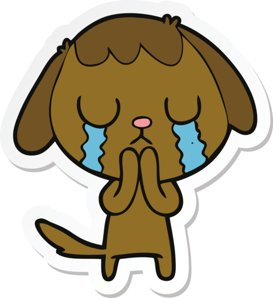 Bir insan tarafından çizilmiş şirin bir köpeğin çıkartması.