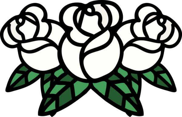 Bir insan tarafından çizilmiş geleneksel bir çiçek buketi dövmesi.