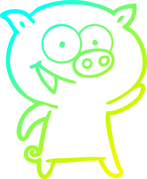 Bir insan tarafından çizilmiş neşeli bir domuz çizgi filmi.