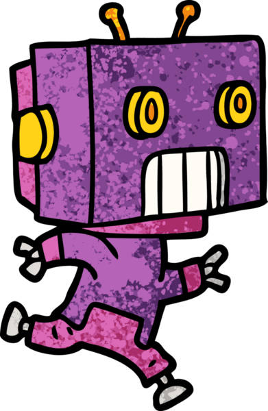 Bir insan tarafından çizilmiş çizgi film robotu