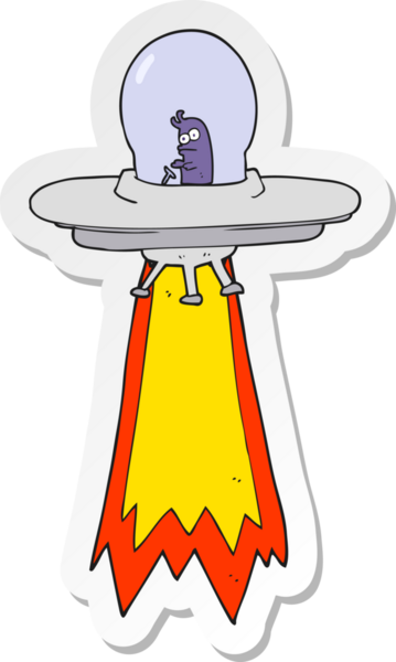 Bir insan tarafından çizilmiş bir uçan daire etiketi.