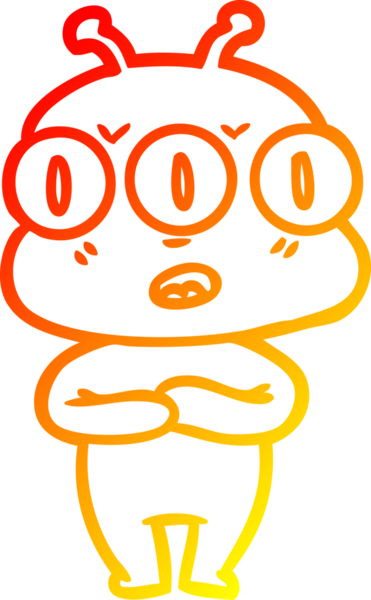 Bir insan tarafından çizilmiş üç gözlü bir karikatür çizimi.