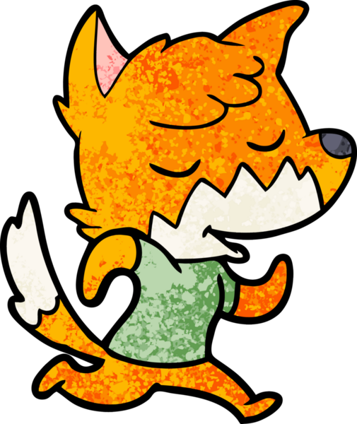 Bir insan tarafından çizilmiş dost canlısı çizgi film tilkisi.