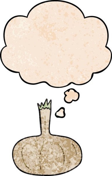 Düşünce baloncuklu çizgi film soğanı. Bir insan tarafından çizilmiş grunge doku tarzı.