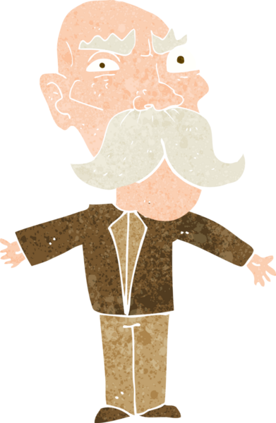 Bir insan tarafından çizilmiş kızgın yaşlı bir adam.