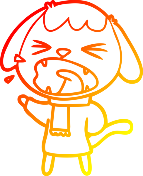 Bir insan tarafından çizilmiş sevimli bir köpeğin sıcak çizgi çizgisi.