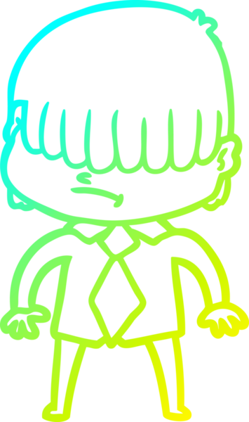 Bir insan tarafından çizilmiş dağınık saçlı bir çizgi film çocuğu çizimi.