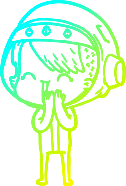 Bir insan tarafından çizilmiş kıkırdayan çizgi film kızı çizimi.