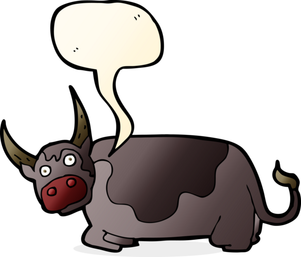 Bir insan tarafından çizilmiş konuşma balonlu çizgi film boğası.